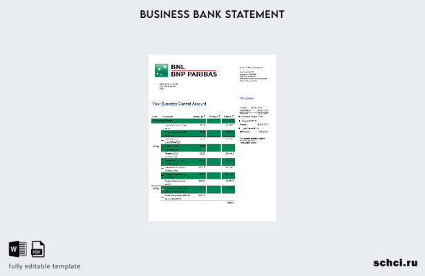 цифровая загрузка выписки о предприятии BNL Bank в формате Word и PDF шаблона